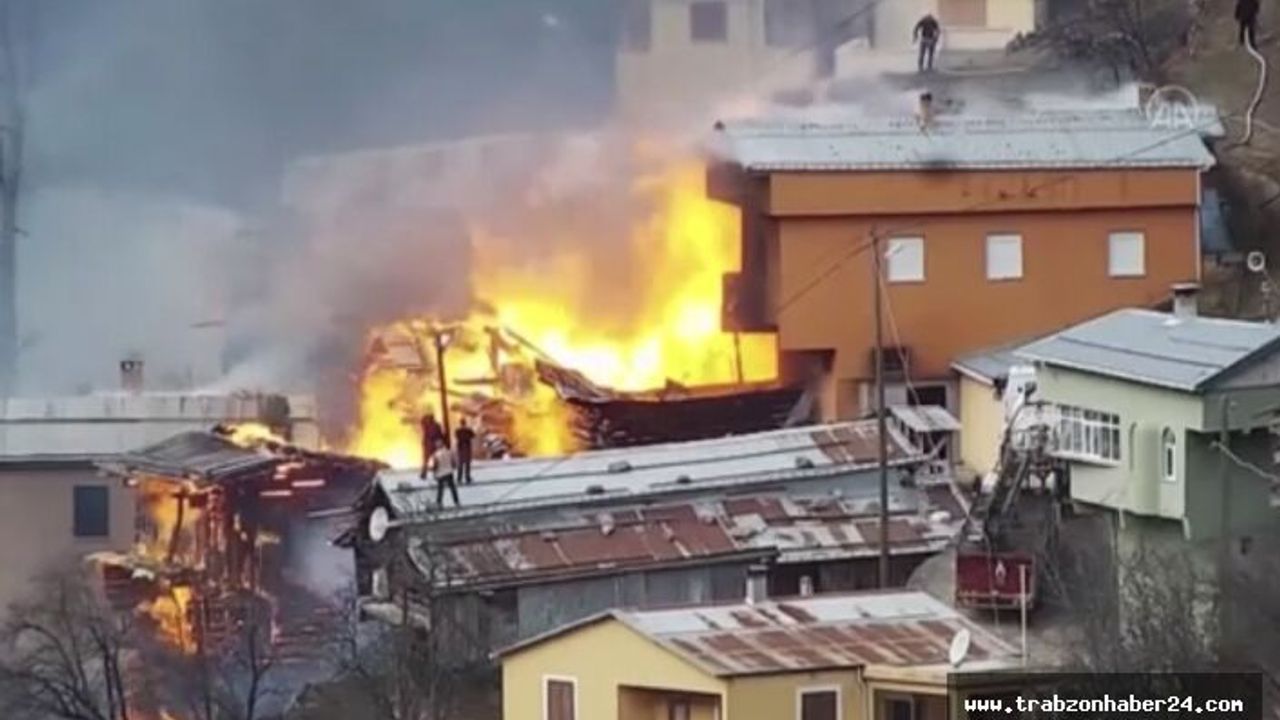 Rize İkizdere'de bir köy yandı