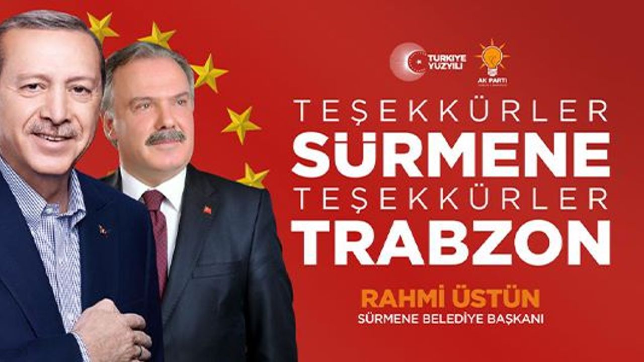 Sürmene Belediye Başkanı Rahmi Üstün’den Teşekkür Mesajı