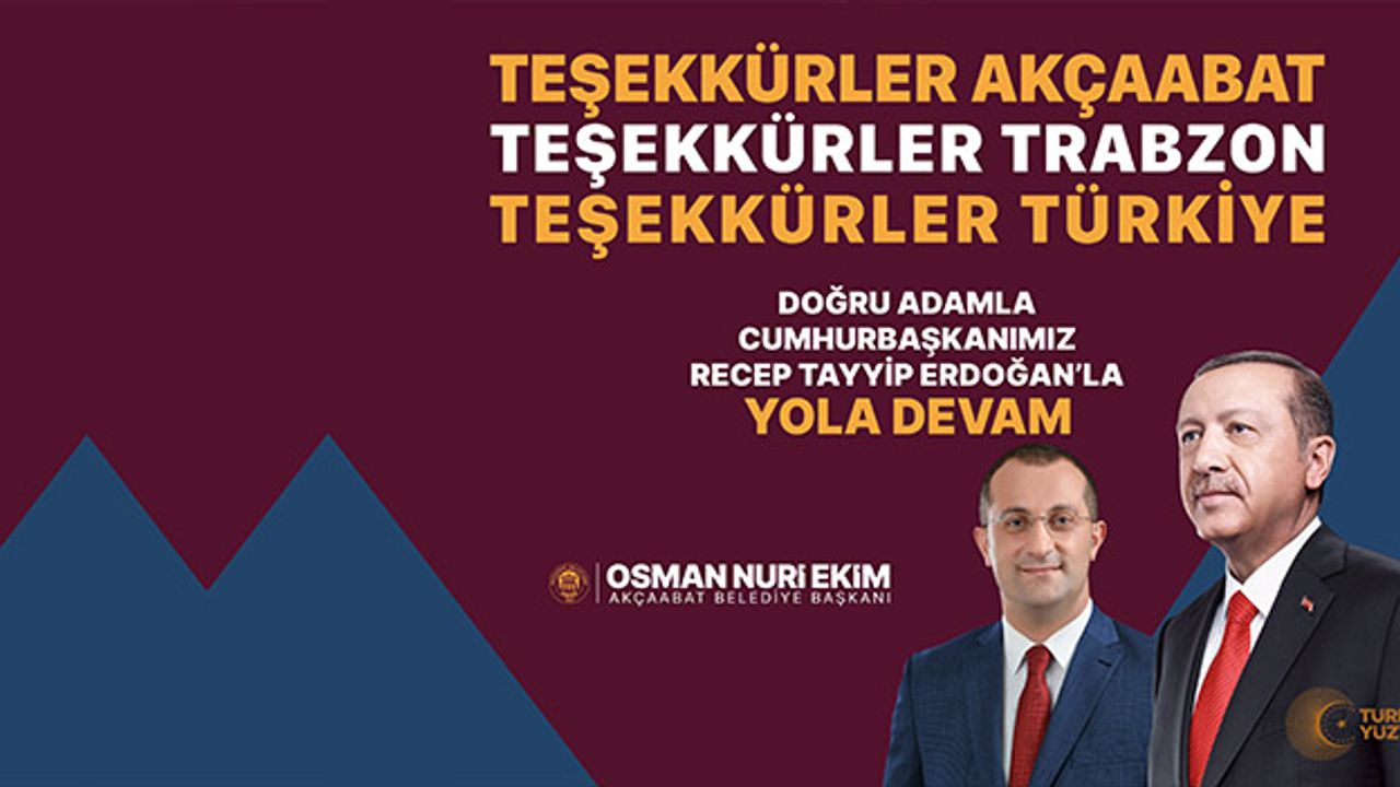 Akçaabat Belediye Başkanı Osman Nuri Ekim Teşekkür