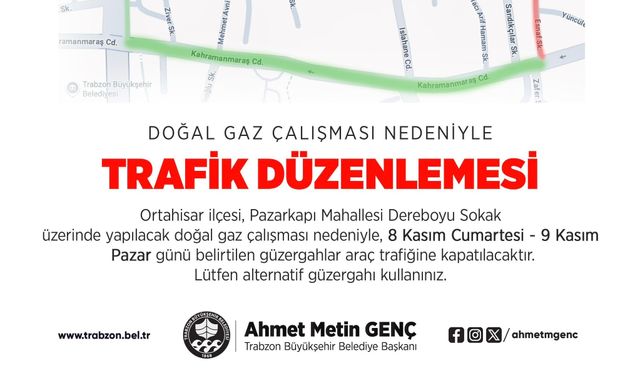 BÜYÜKŞEHİR’DEN KAPALI YOL UYARISI
