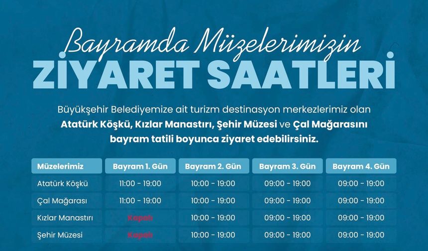 BÜYÜKŞEHİR’İN TURİZM DESTİNASYONLARI BAYRAMDA ZİYARETE AÇIK