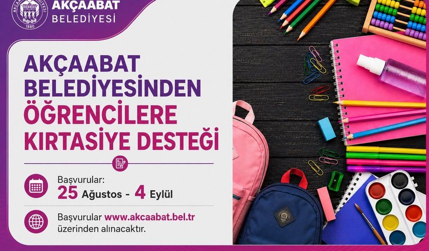 AKÇAABAT BELEDİYESİNDEN ÖĞRENCİLERE KIRTASİYE DESTEĞİ