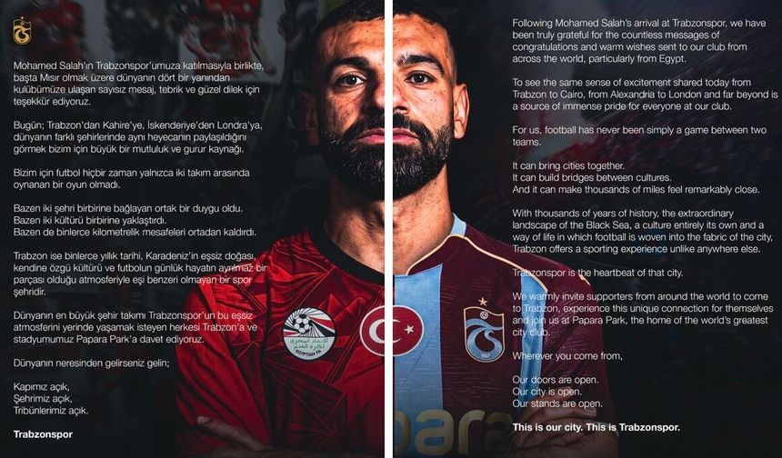 TRABZONSPOR’DAN MOHAMED SALAH AÇIKLAMASI