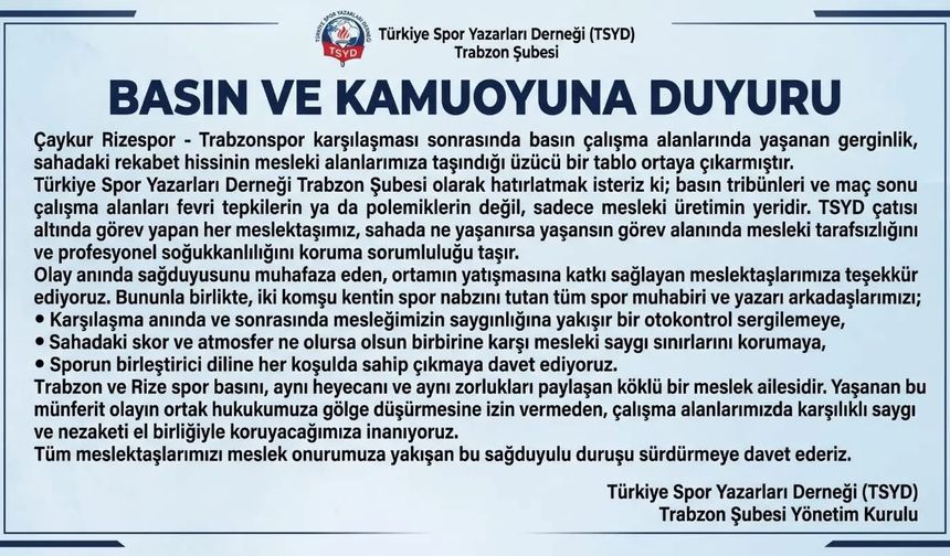 BASIN VE KAMUOYUNA DUYURU